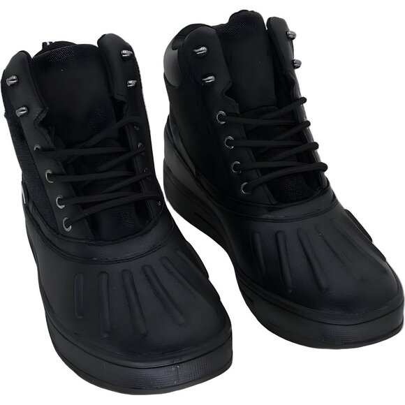 Nautica Men's Black Canvas New Bedford Duck Boot Size 10M 43 EU - Picture 1 of 6
